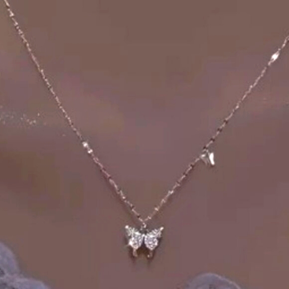 Sterling 925 Silver Butterfly Pendant Necklace | Hypoallergenic 17" chain - Picture 2 of 8
